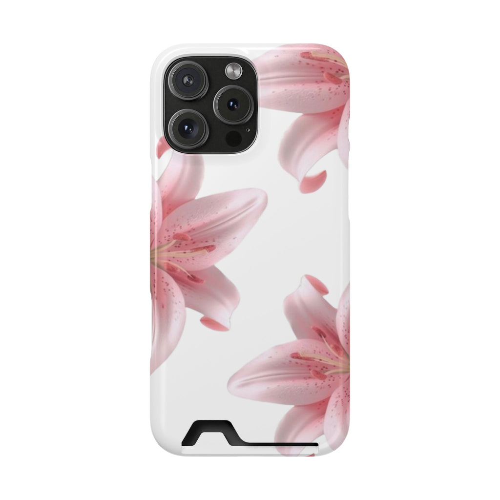 Pink Lily Phone Case with Card Holder