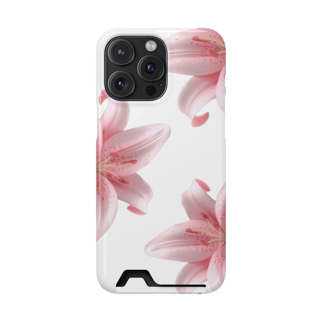 Pink Lily Phone Case with Card Holder