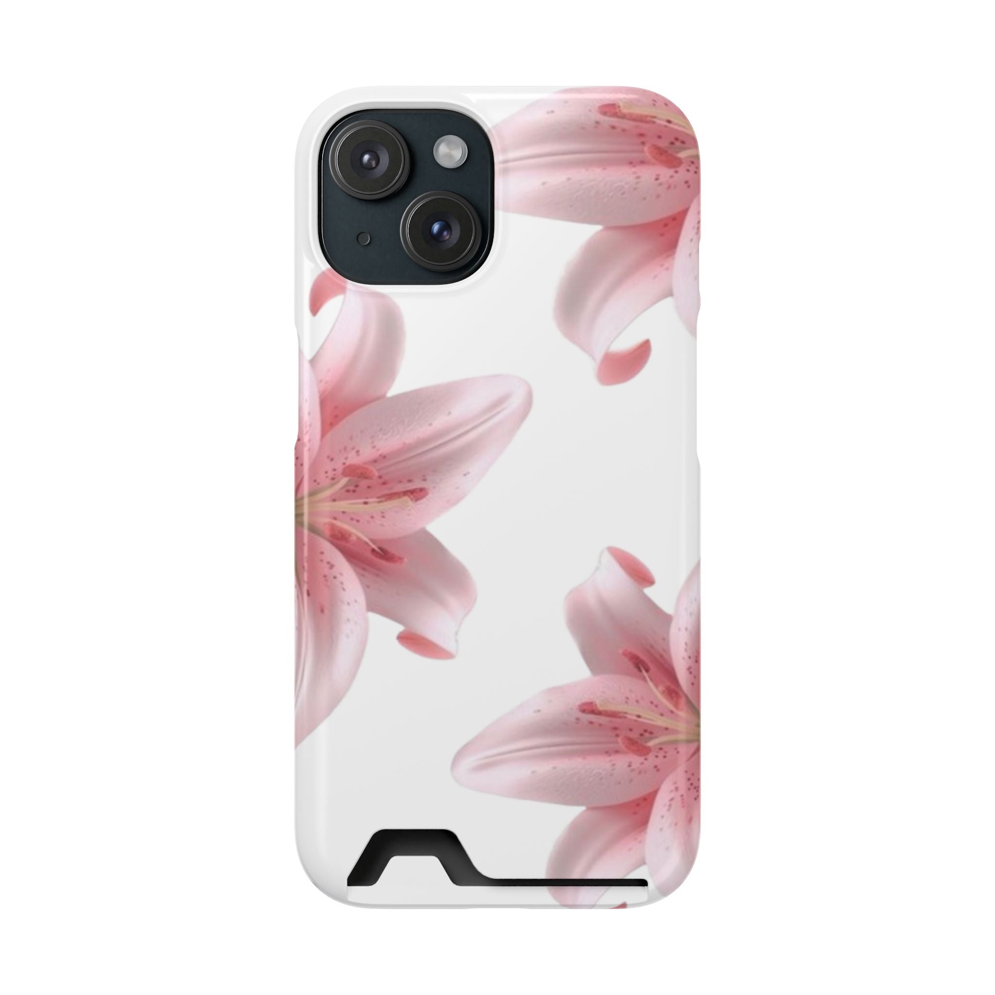 Pink Lily Phone Case with Card Holder