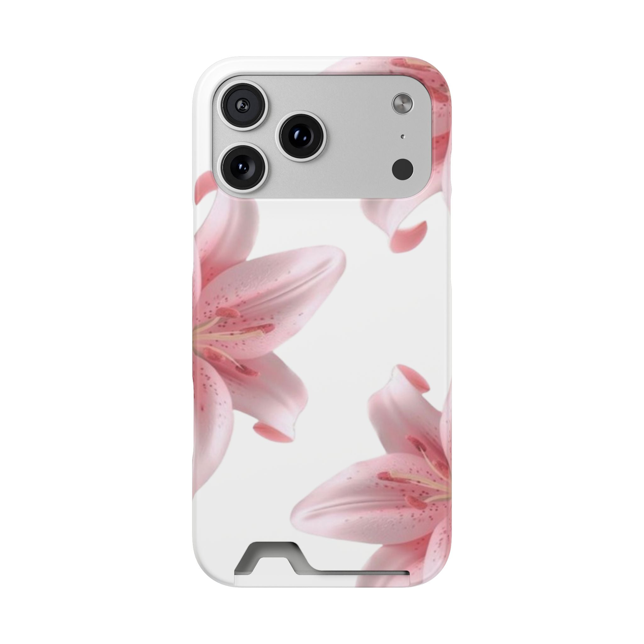 Pink Lily Phone Case with Card Holder