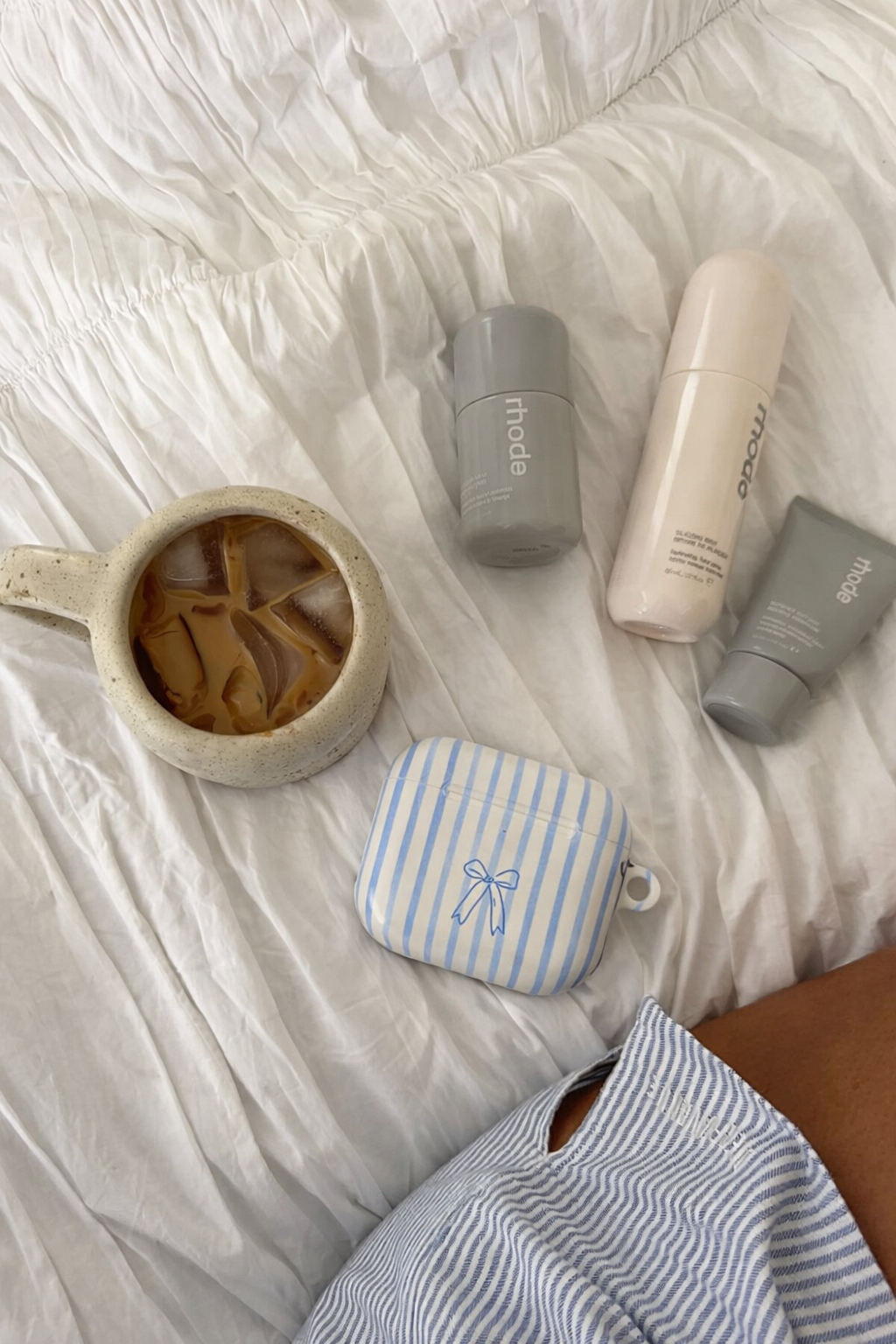 Blue & Cream Striped AirPods Case