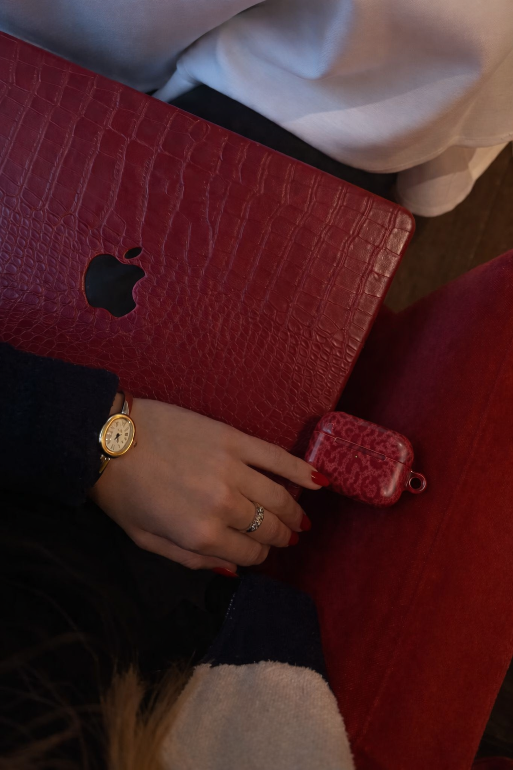 Red Leopard Print Airpod Case