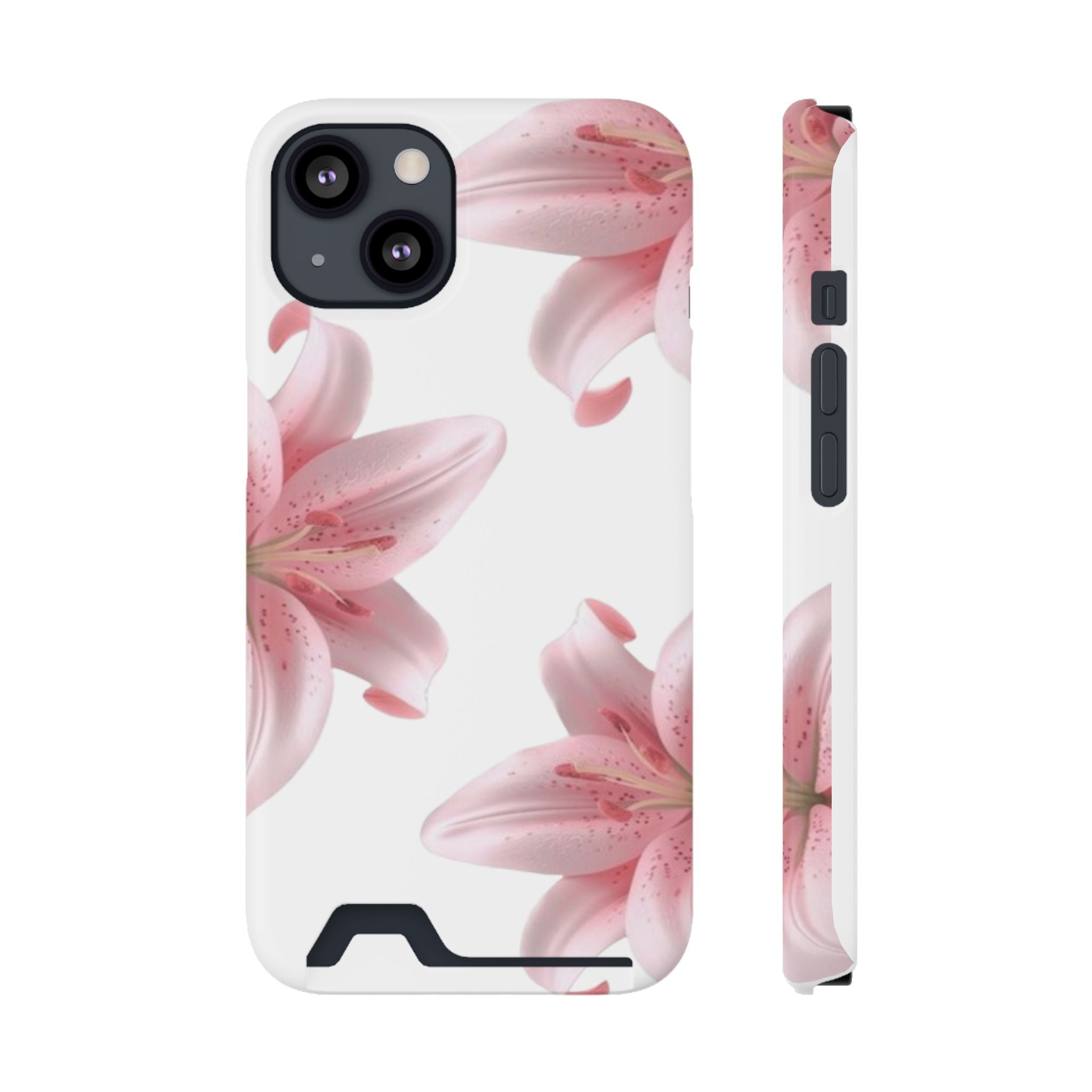 Pink Lily Phone Case with Card Holder