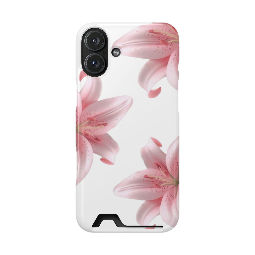 Pink Lily Phone Case with Card Holder