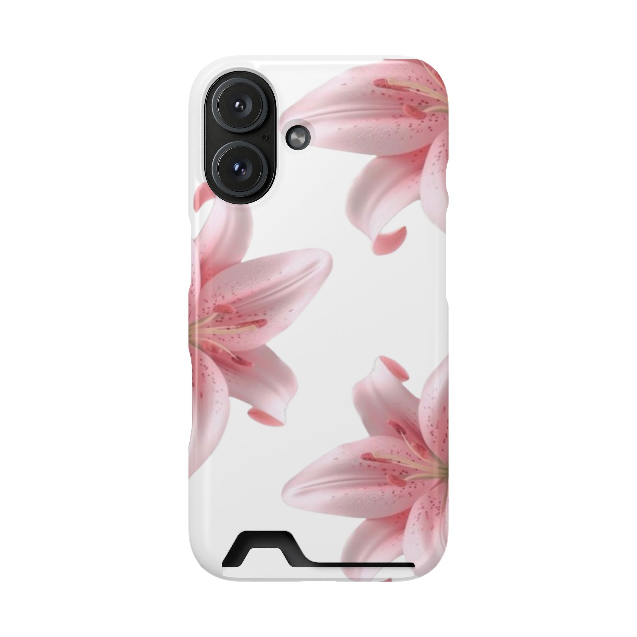 Pink Lily Phone Case with Card Holder