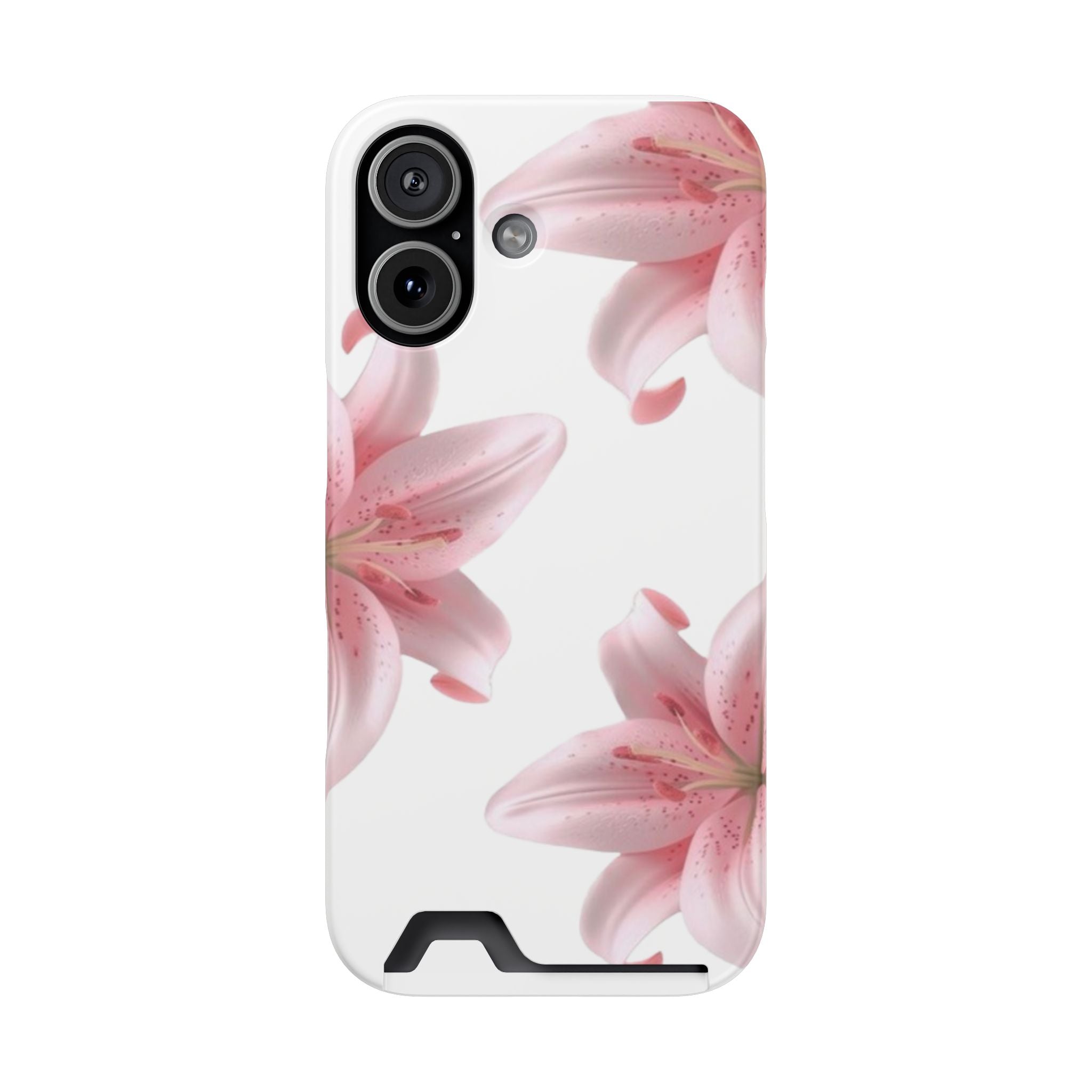 Pink Lily Phone Case with Card Holder