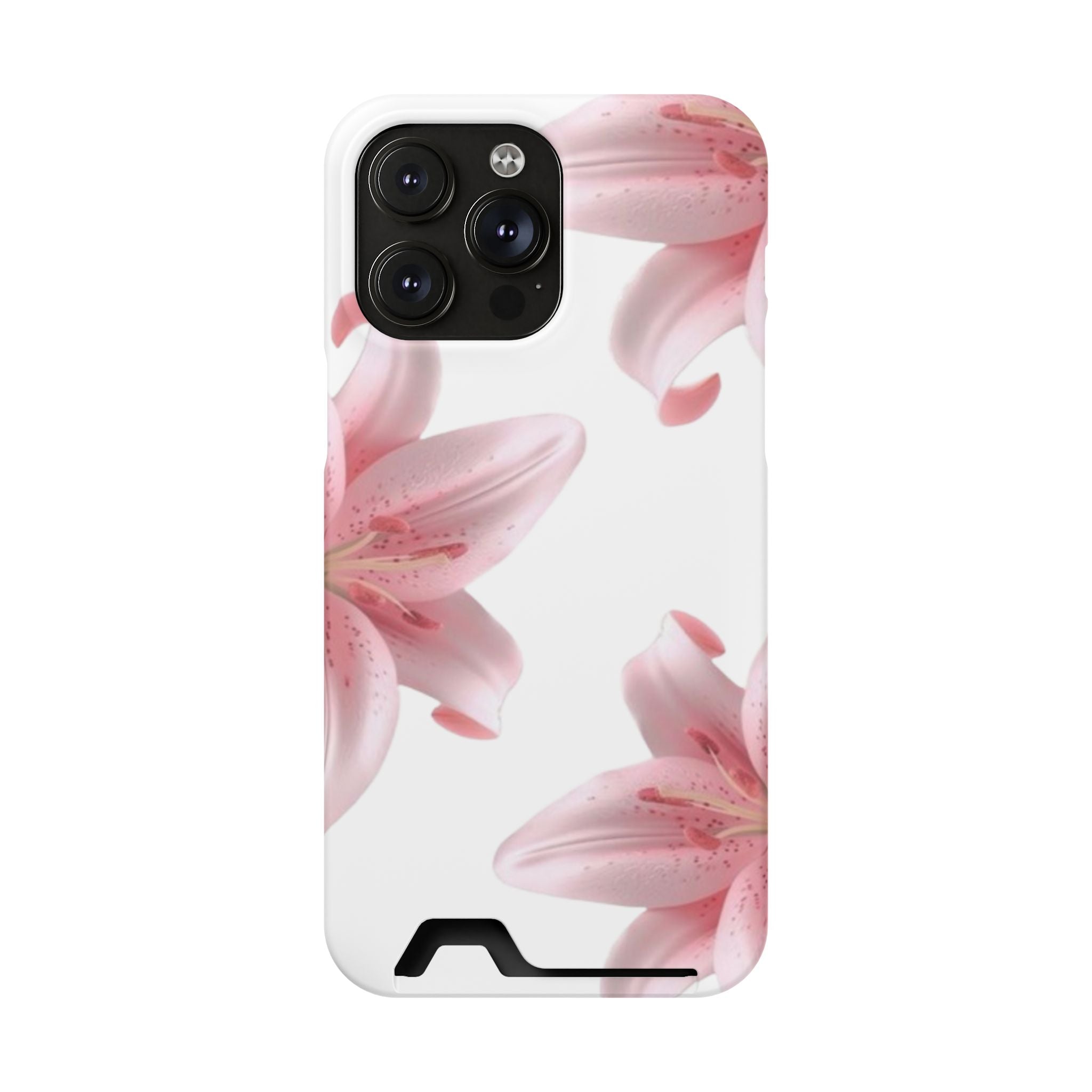 Pink Lily Phone Case with Card Holder